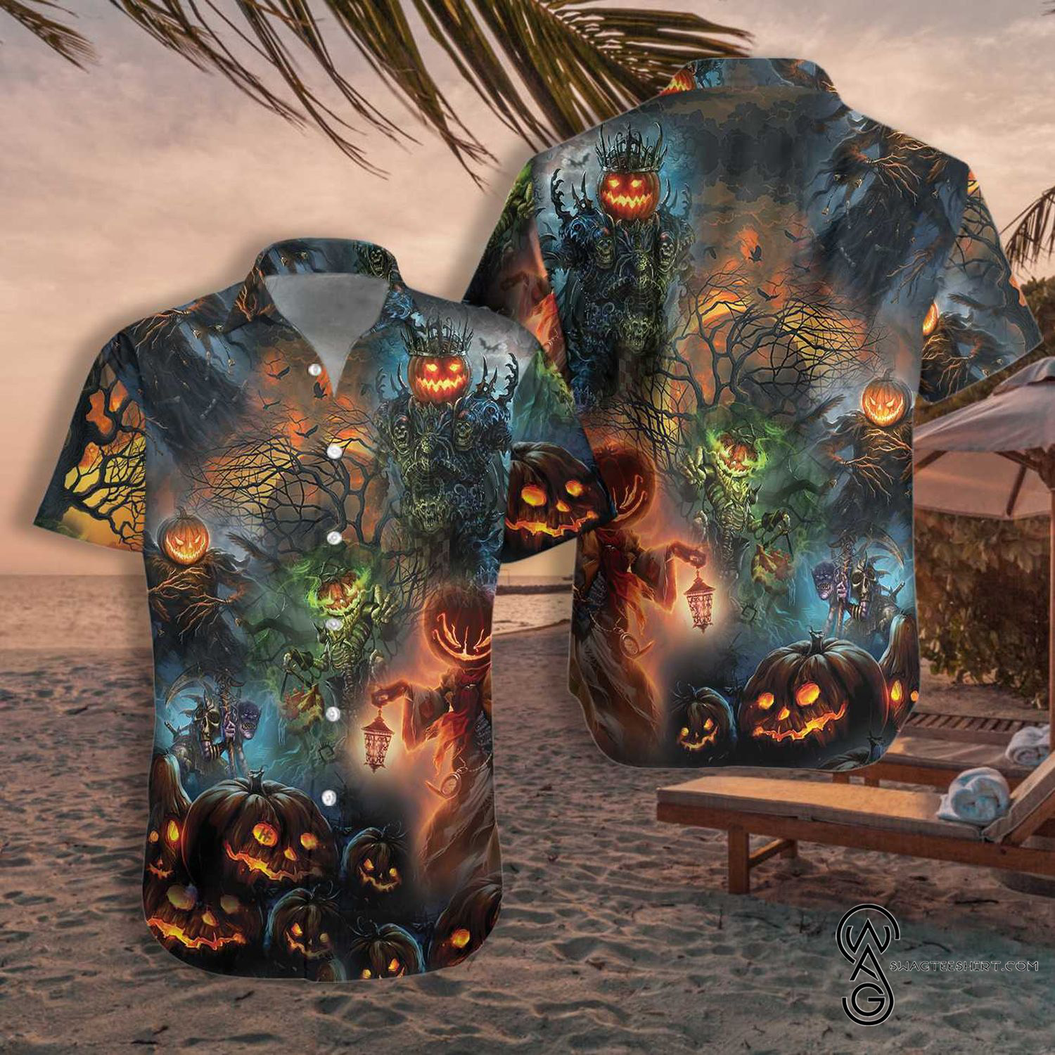 [Top Trending] English Mastiff Dog Lover Pumpkins Halloween Casual Summer Beach Full Printing Hawaiian Shirt